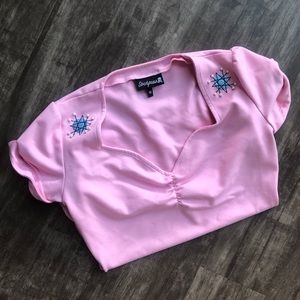 Pink Sourpuss Pin Up Blouse Size M